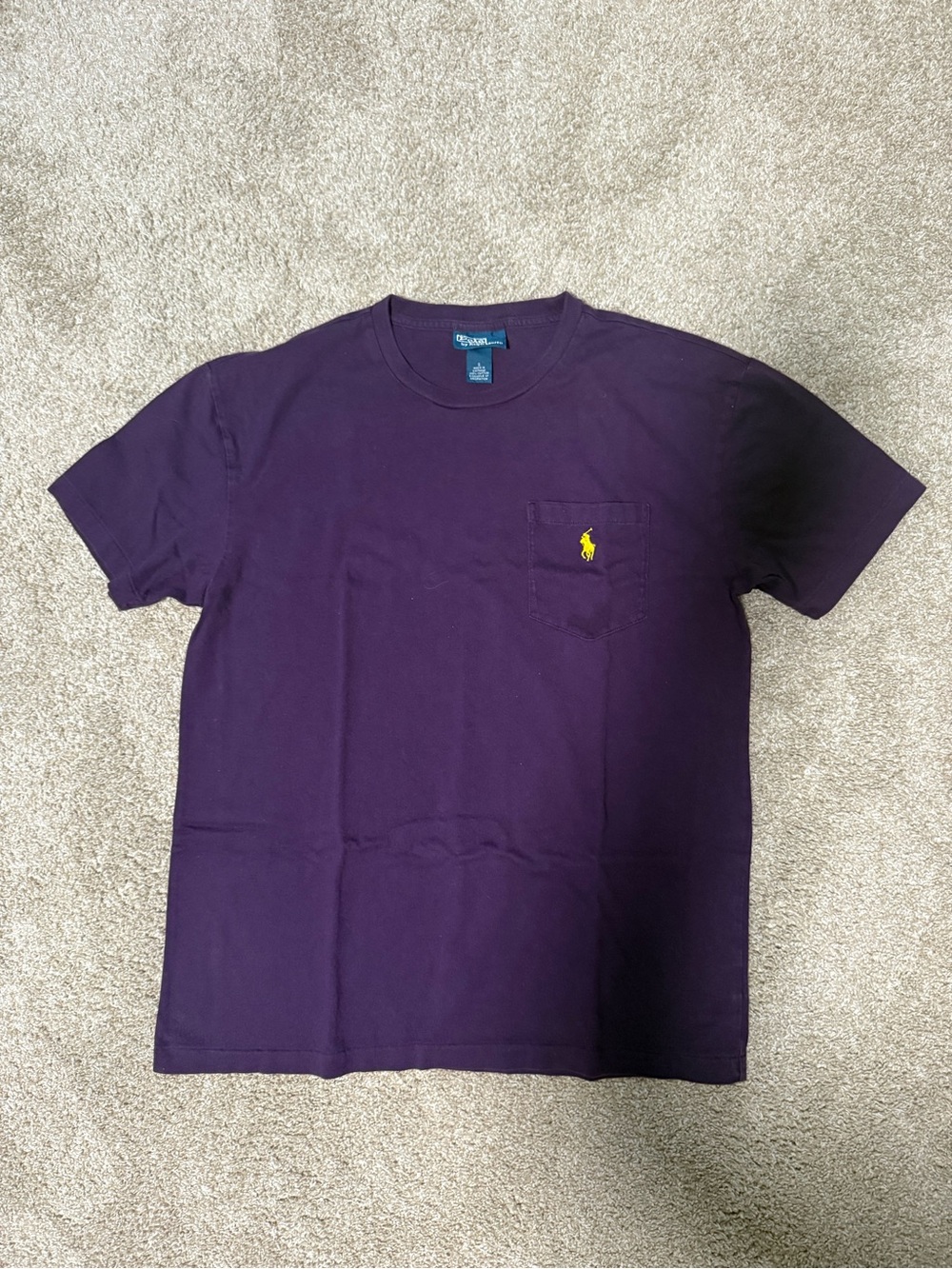 Polo by Ralph Lauren Purple Pocket Tee with Yellow Pony Logo